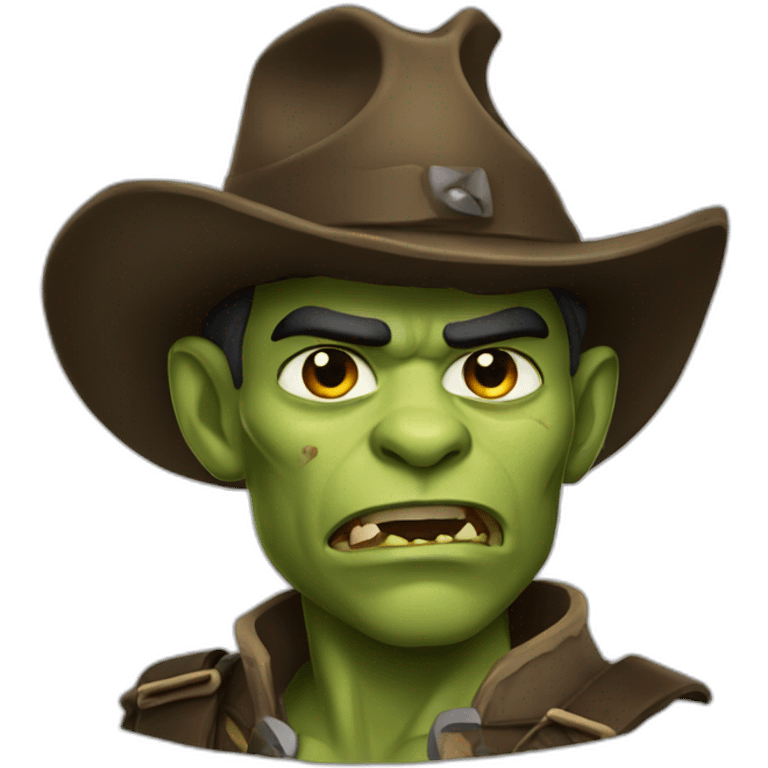 Fierce Orc ranger wearing fedora  emoji