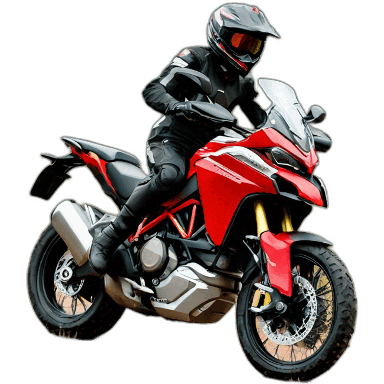 Caricatura Moto Ducati multistrada enduro off road roja y negra manchada de barro emoji