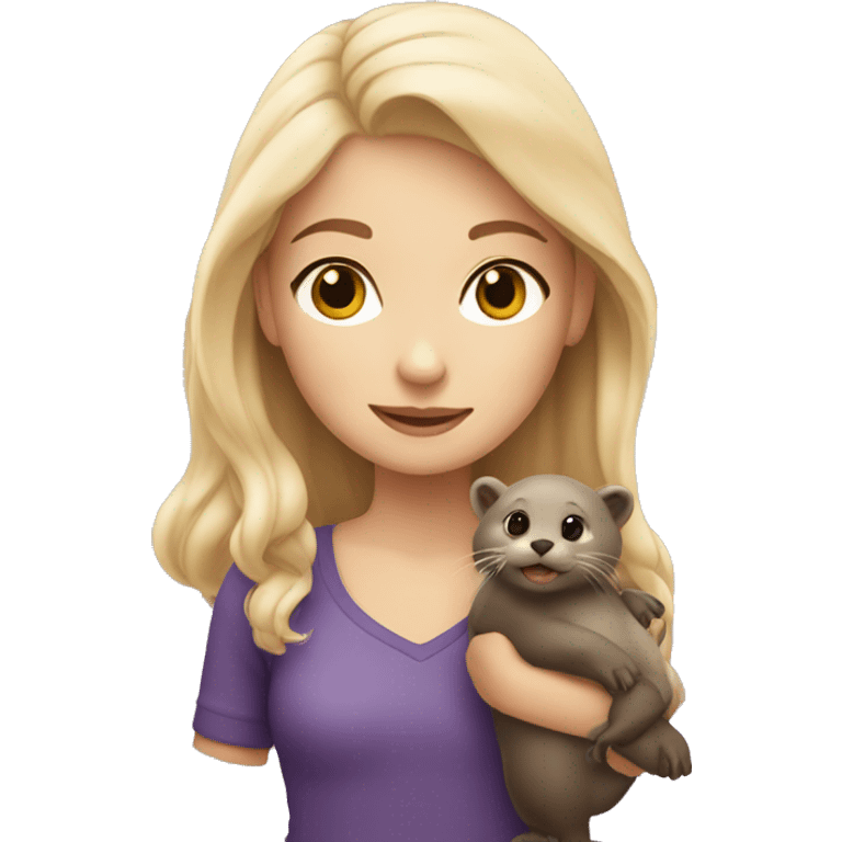 Blonde girl with otter emoji