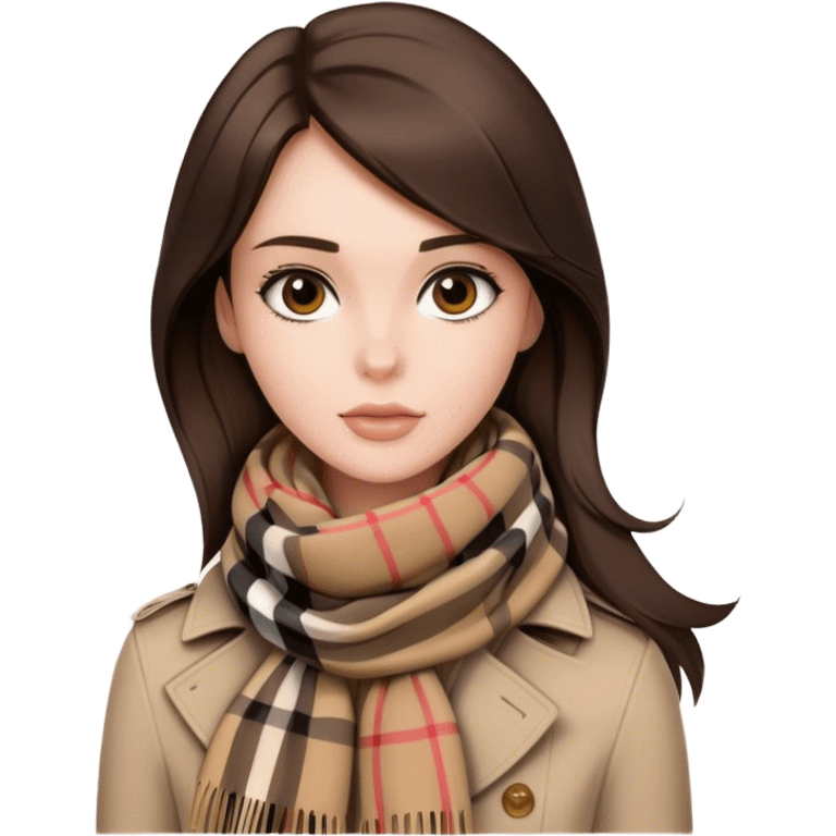 Burberry scarf on brunette  emoji