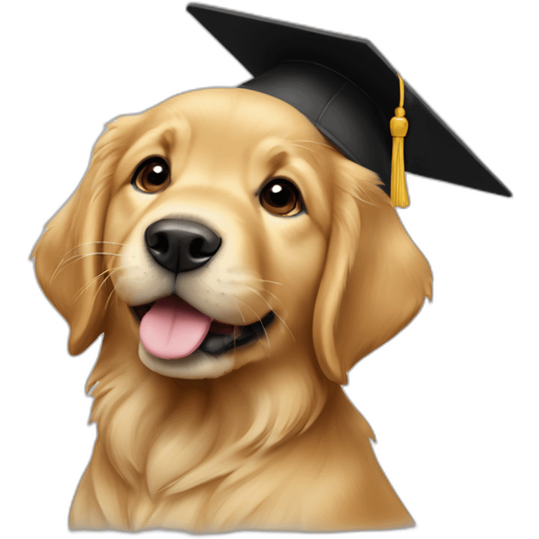 golden retriever puppy in a mortarboard emoji