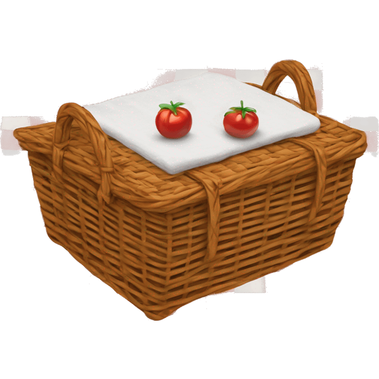 Wicker Picnic basket on a red and white plaid blanket emoji