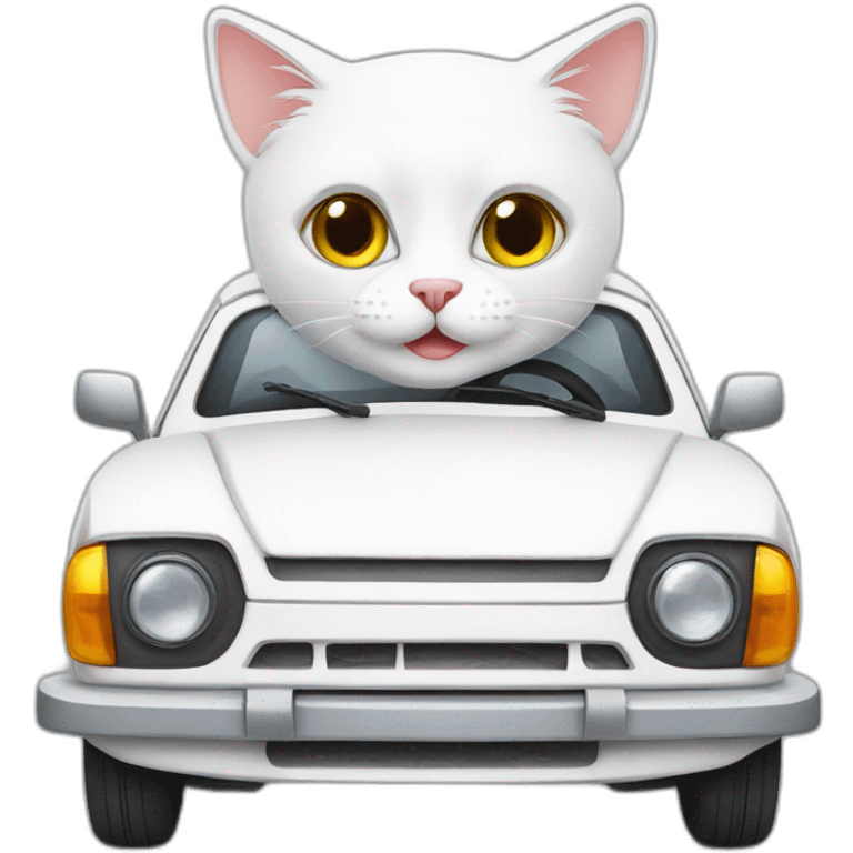 White cat-car lada emoji