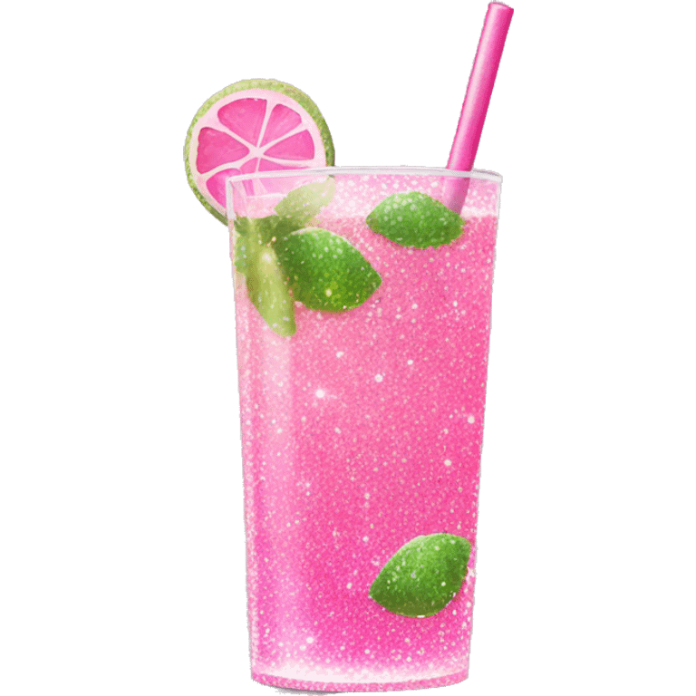 Pink glitter mojito drink emoji