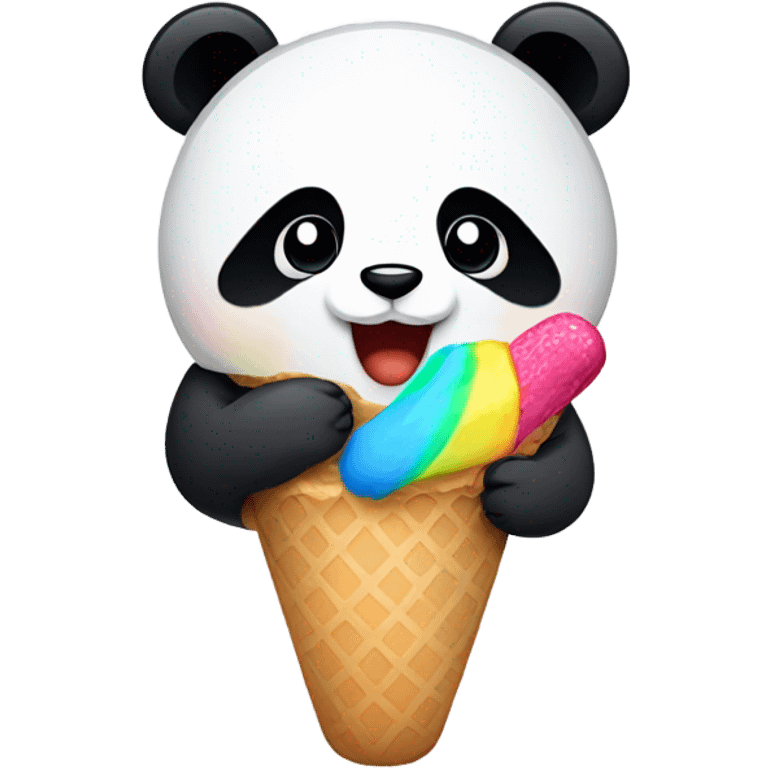 Panda eating ice cream emoji