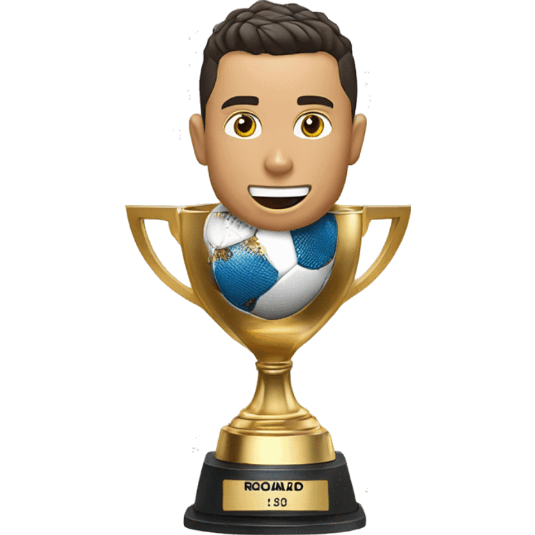 Cristiano ronaldo avec le trophée de la coupe du monde emoji