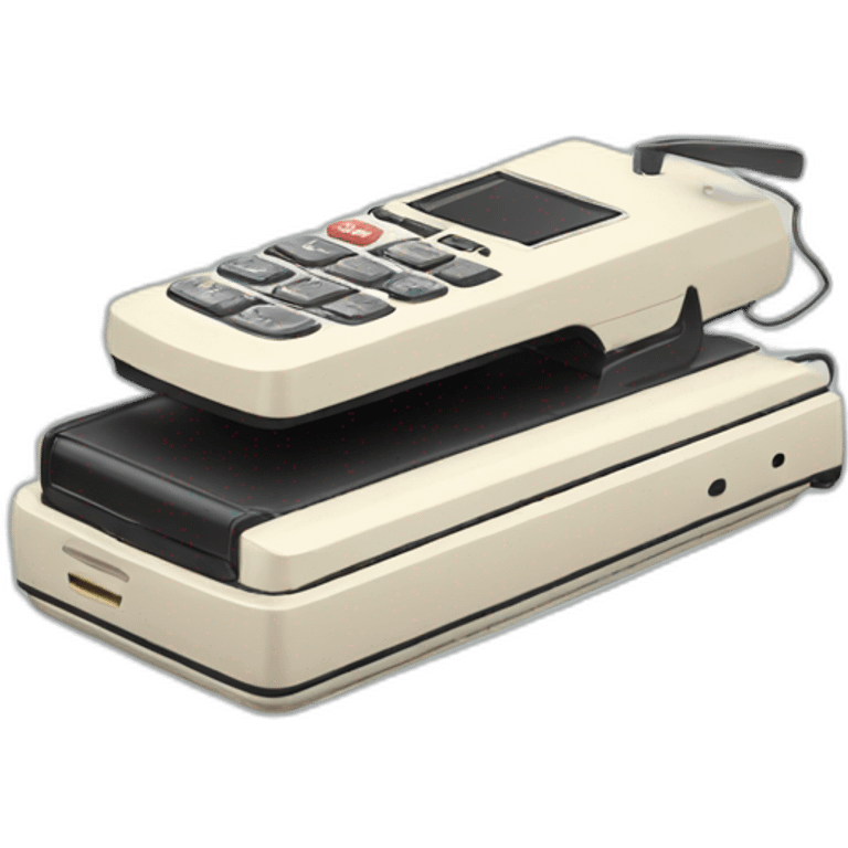 Fold out retro flip phone with a classic clamshell design emoji