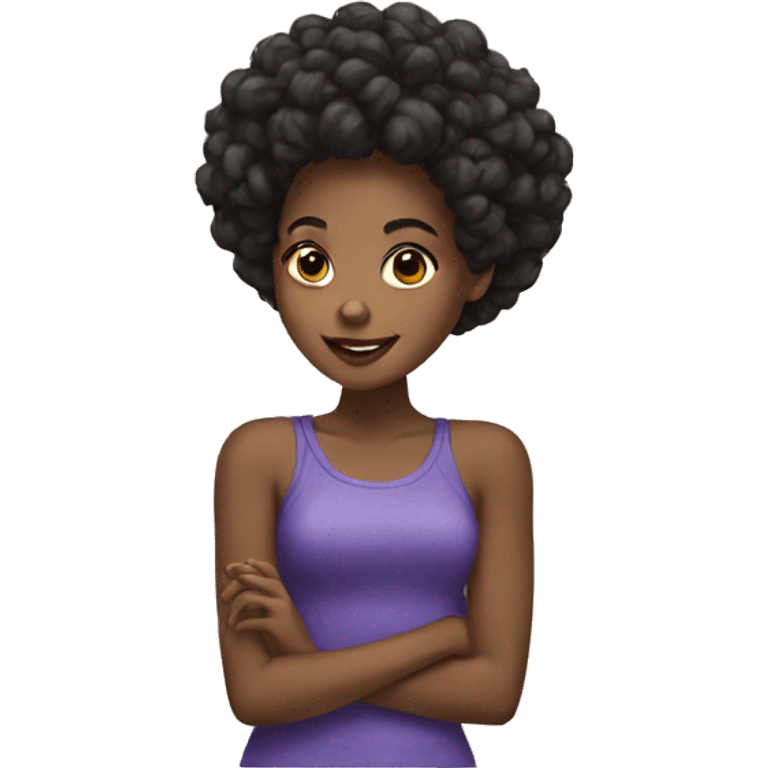 Black girl with a puff hairstyle eating chips emoji