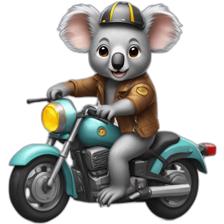 Koala riding a motorcycle with a rat on its head emoji