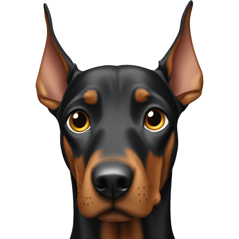 Doberman with white chest one ear slightly bent emoji