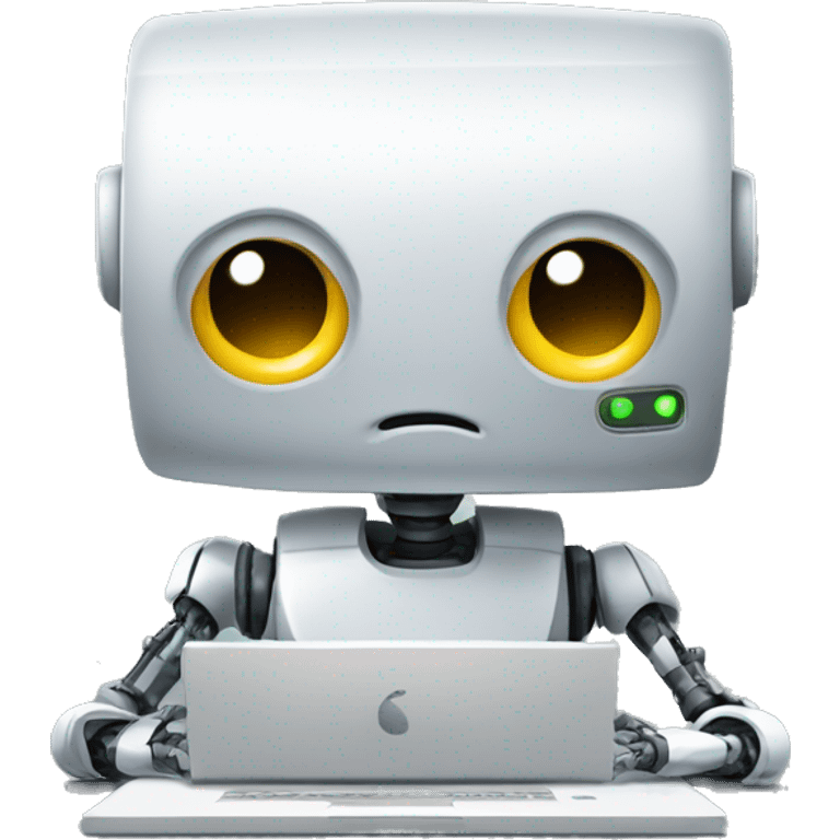 Emoji of robot coding on computer emoji