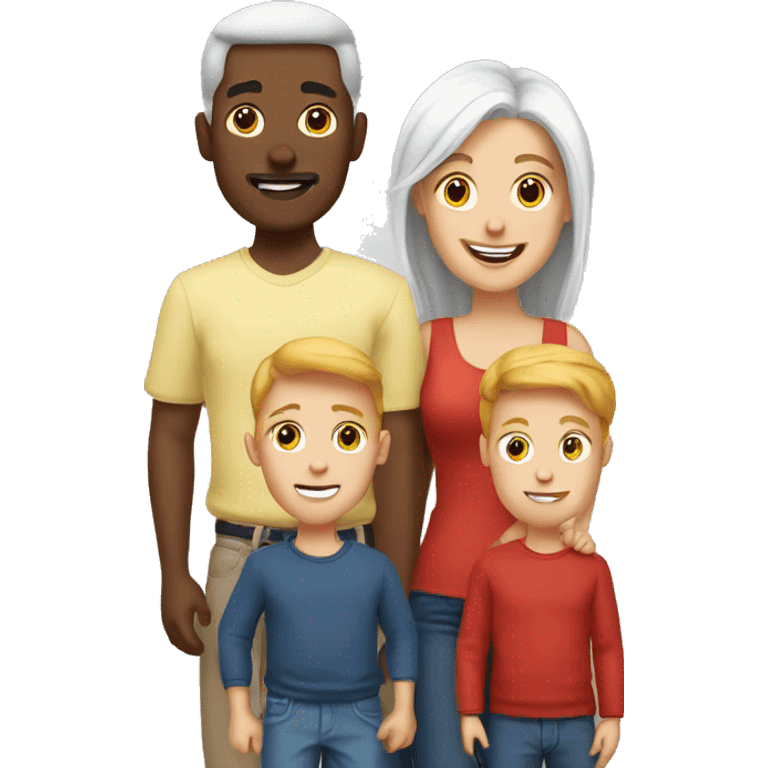 White family of 3 with son red hir emoji