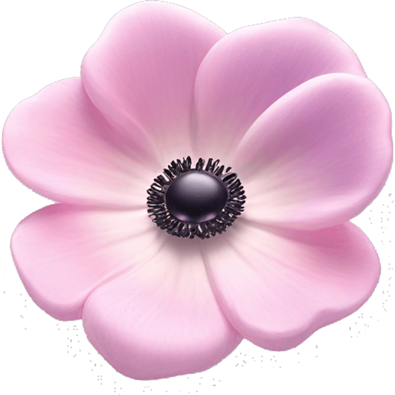 Anemone "A pastel pink anemone flower with a glowing dark center, softly shimmering petals, and delicate sparkles floating around." emoji