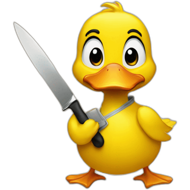 A yellow duck with a knife emoji