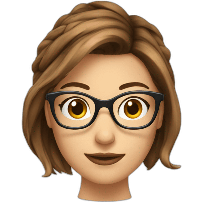 femme chatain geek lunettes chignon emoji