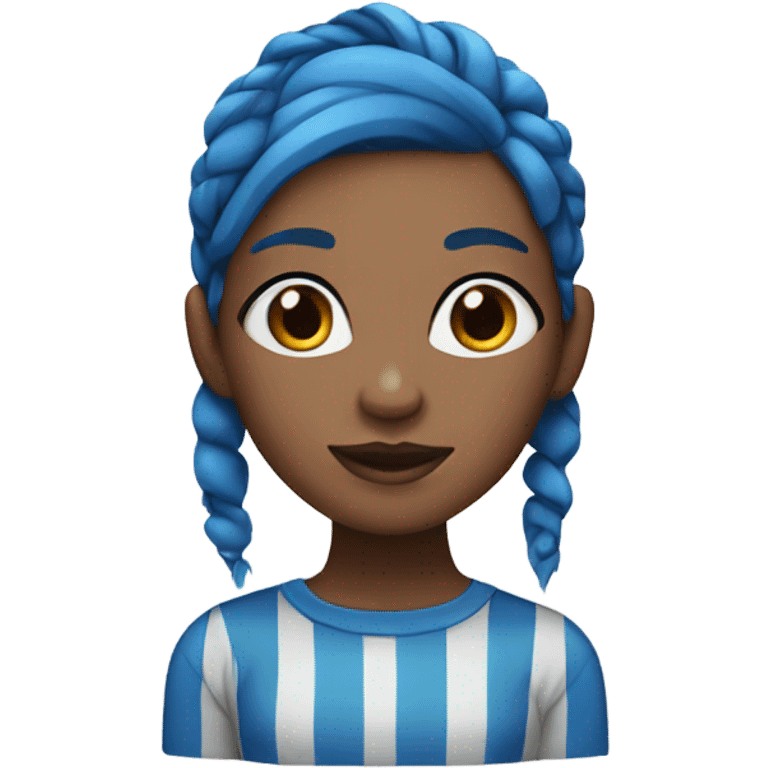 Girl with blue and black striped hair emoji