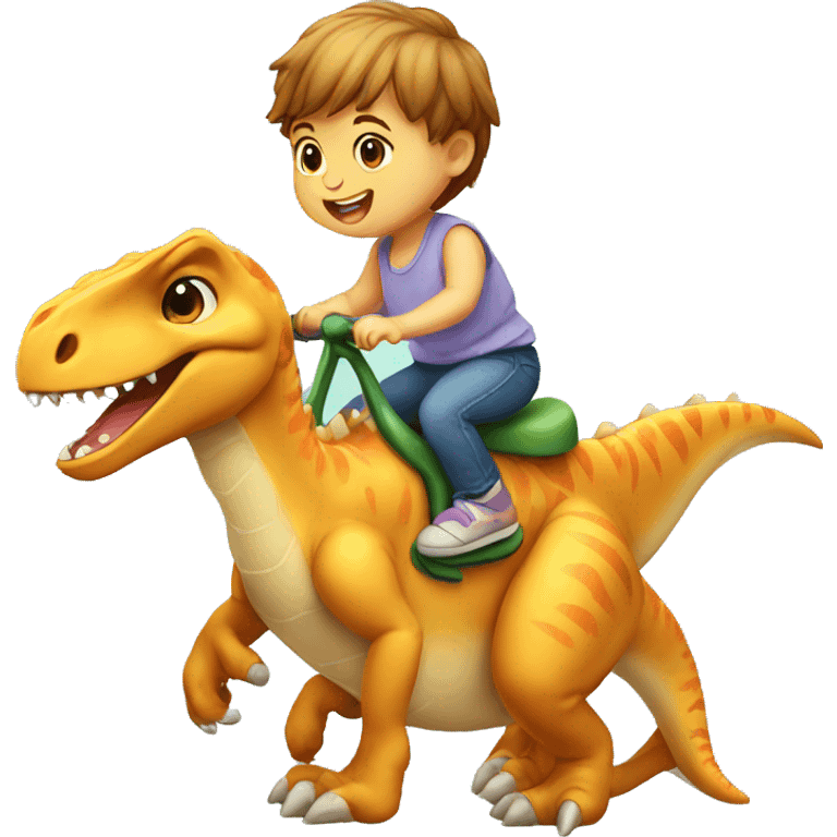 A baby riding a dinosaur  emoji