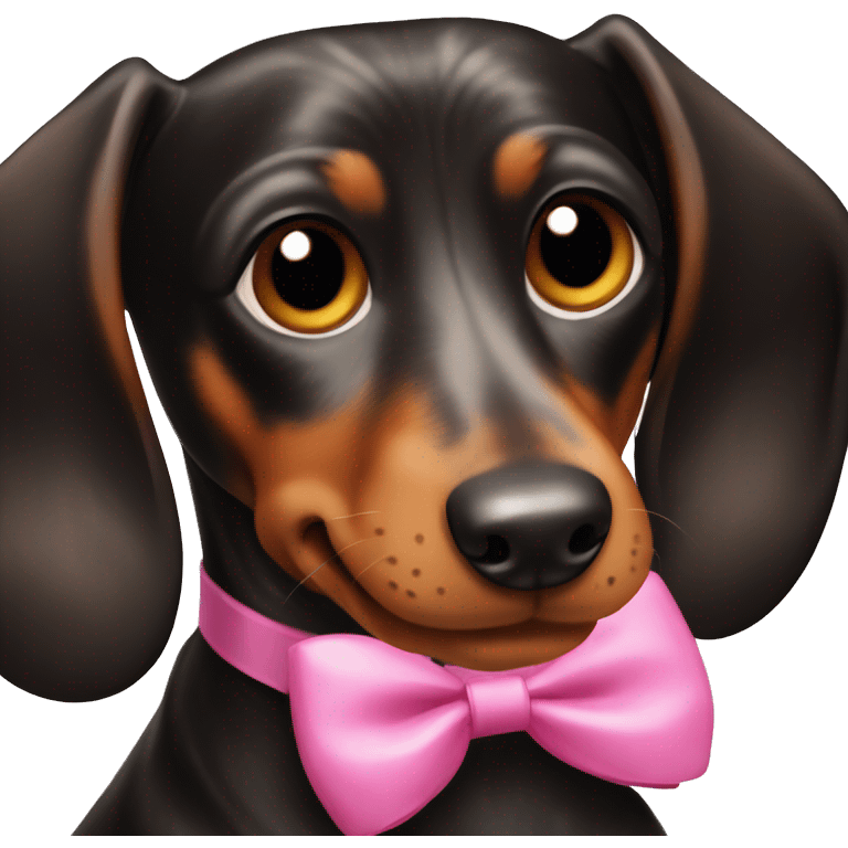 black and brown dachshund with pink bows on ears emoji