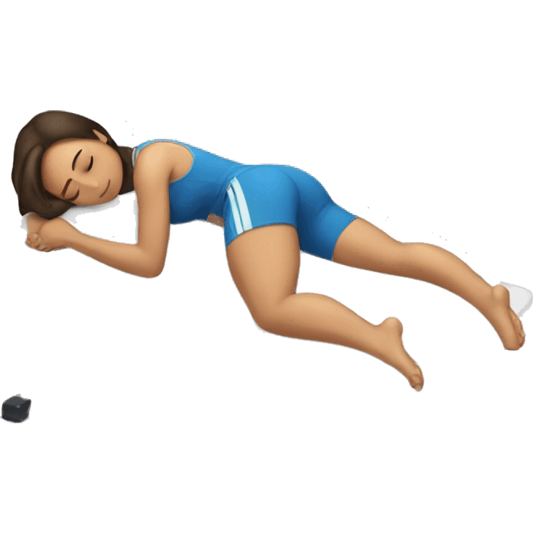 brunette girl sleeping in the gym emoji