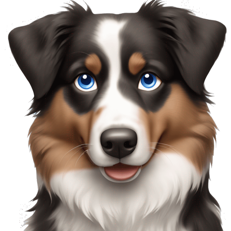 australian shepherd dog black white and brown with blue eyes emoji