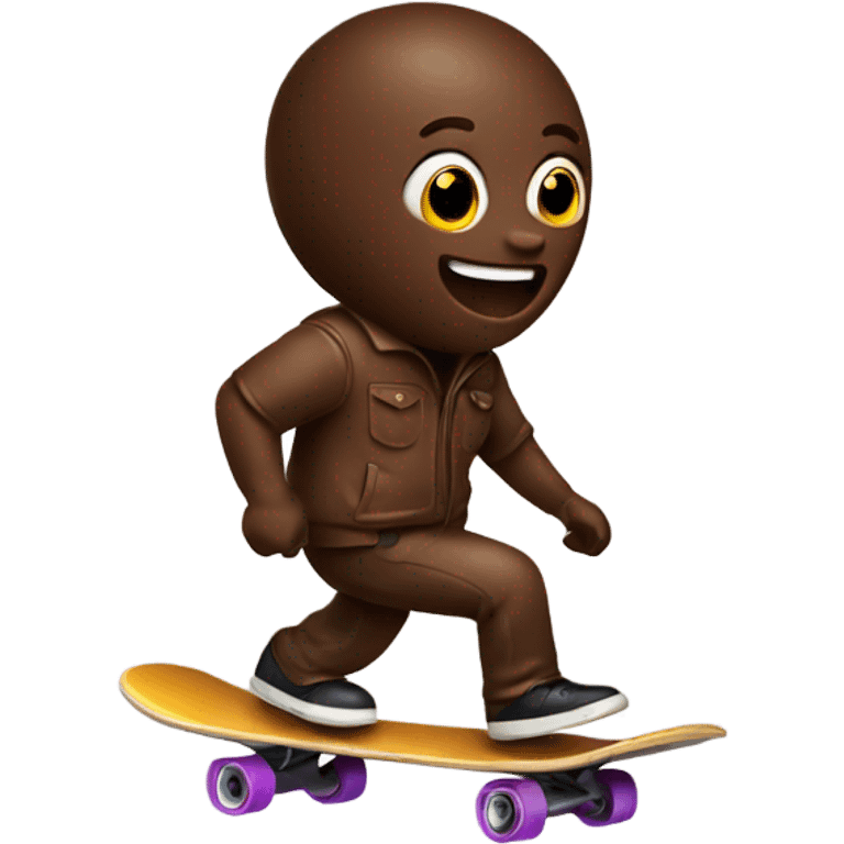 Chocolate riding a skateboard emoji