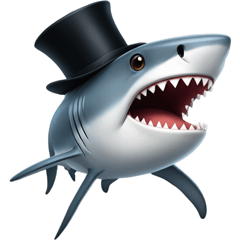 Shark with a top hat emoji