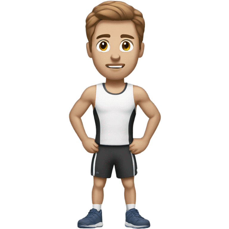 white man with brown hair doing athletics emoji