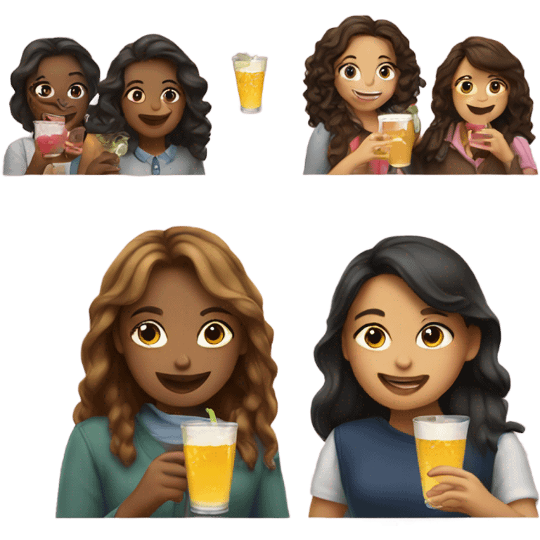 Girls enjoying drinks together emoji