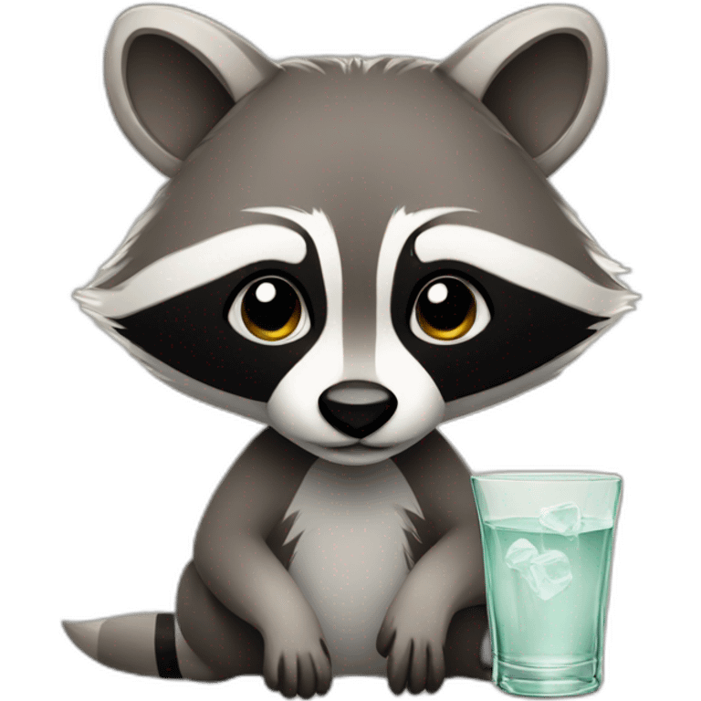 Racoon with gin glass emoji