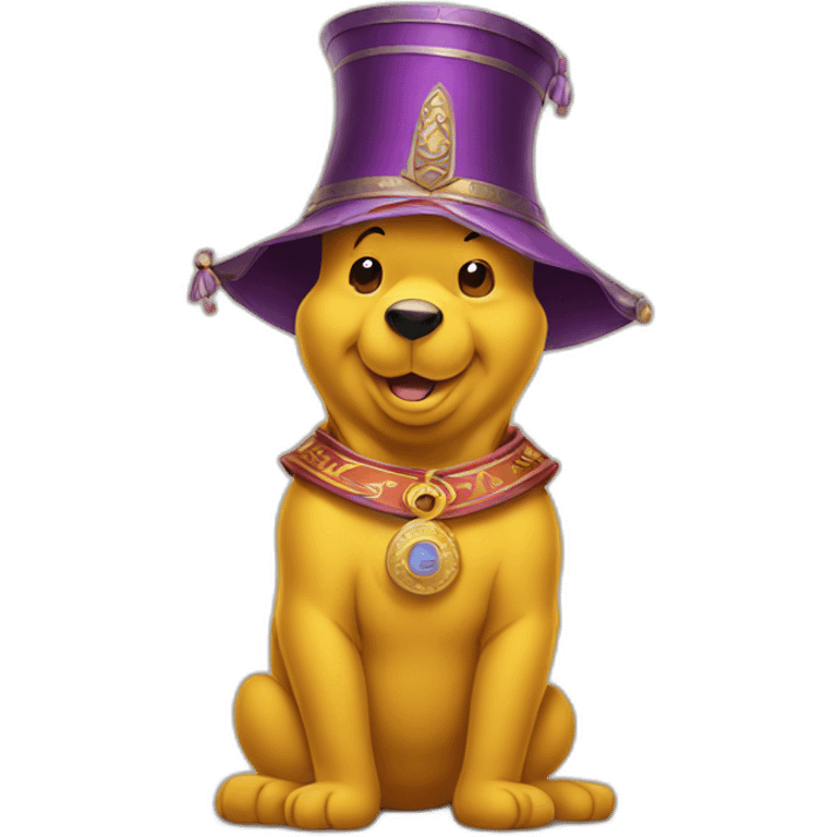 Winnie the Pooh wearing an emperor's hat emoji