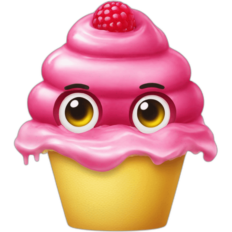 lemon raspberry gelato with eyes mouth nose   emoji