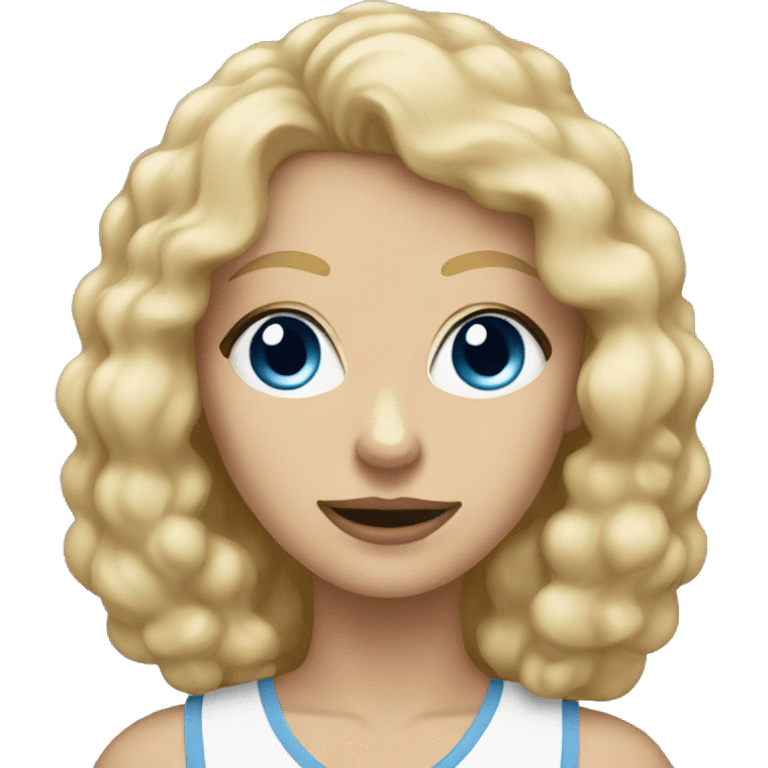 blonde mom has blue eyes with beige poodle  emoji