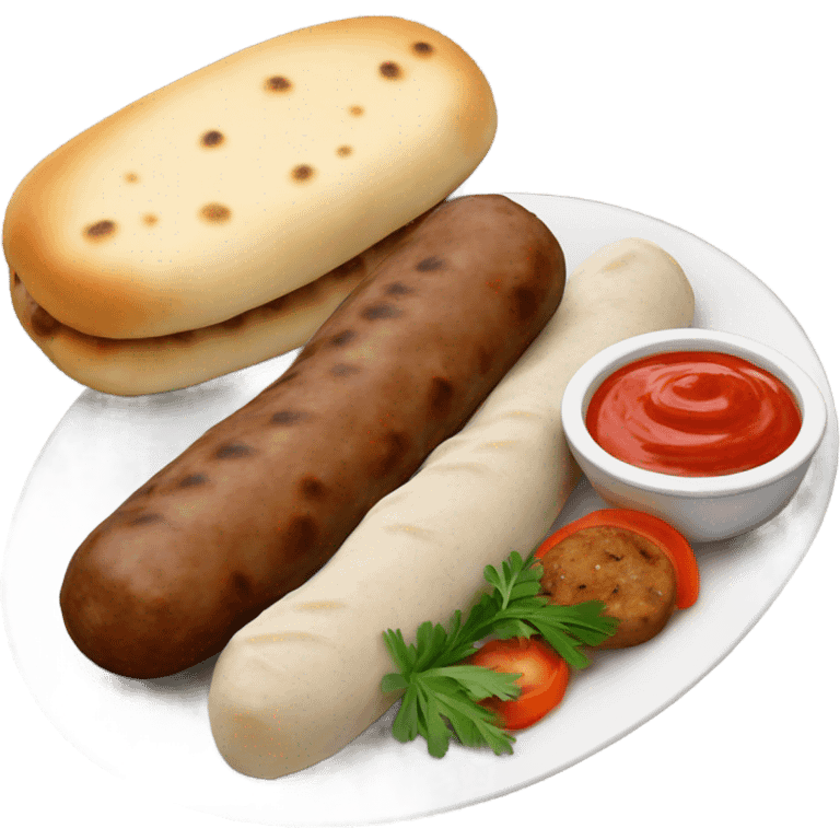 Bosnian national dish cevapi with kaymak and pita bread  emoji