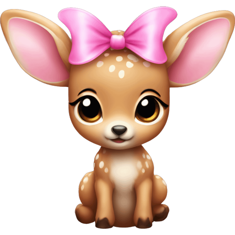 baby deer with fairy wings and a pink bow around its neck  emoji