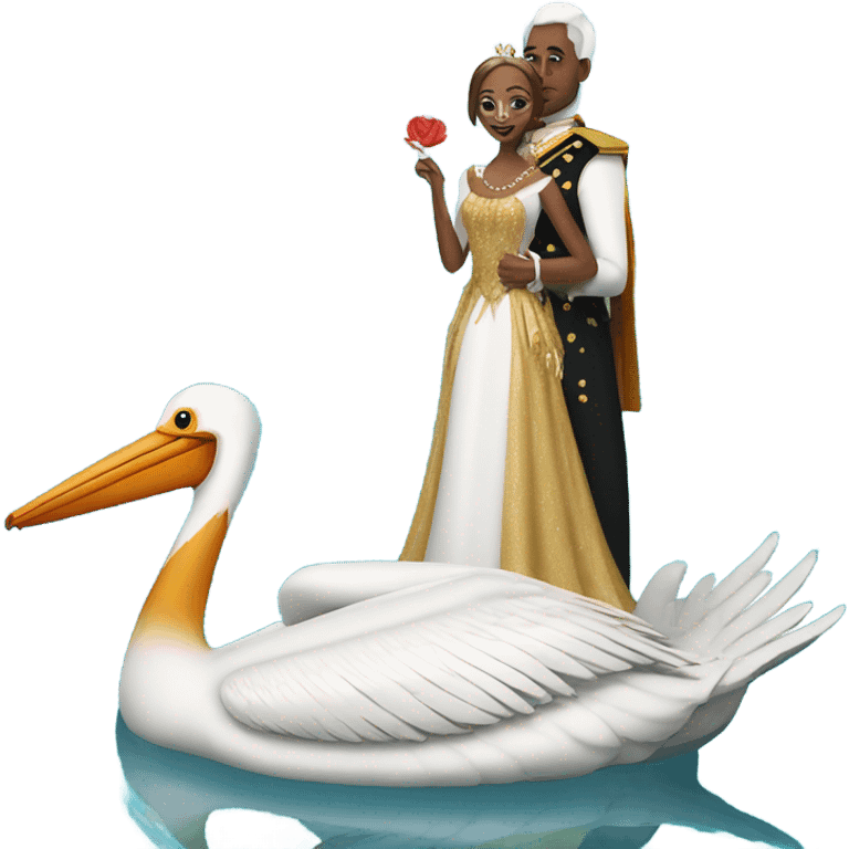 Pelican and Queen in swimming pool emoji