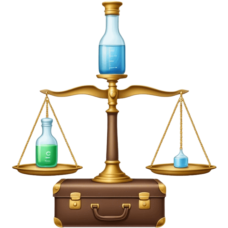 scale with baby and bottle on left tray, briefcase on right tray, spinal column as the scale pillar, 'CHOICE' engraved on base emoji