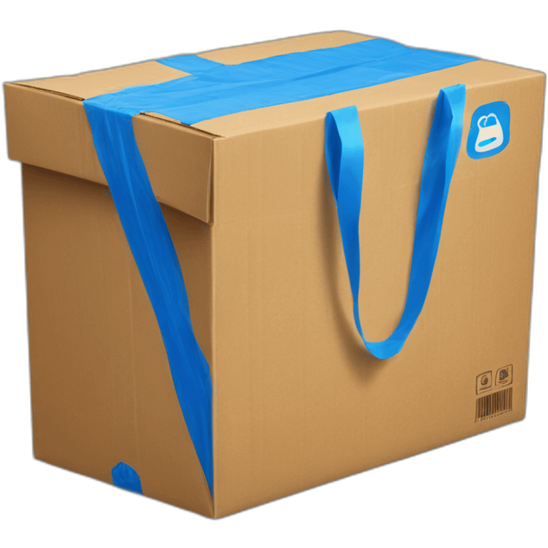 carton box with blue plastic bag emoji