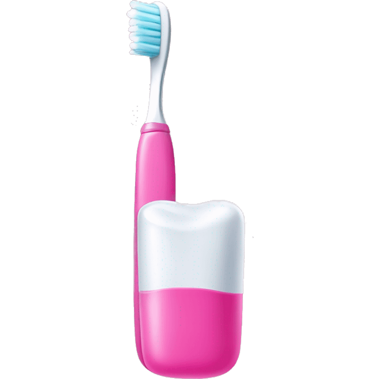 Pink toothbrush and toothpaste  emoji