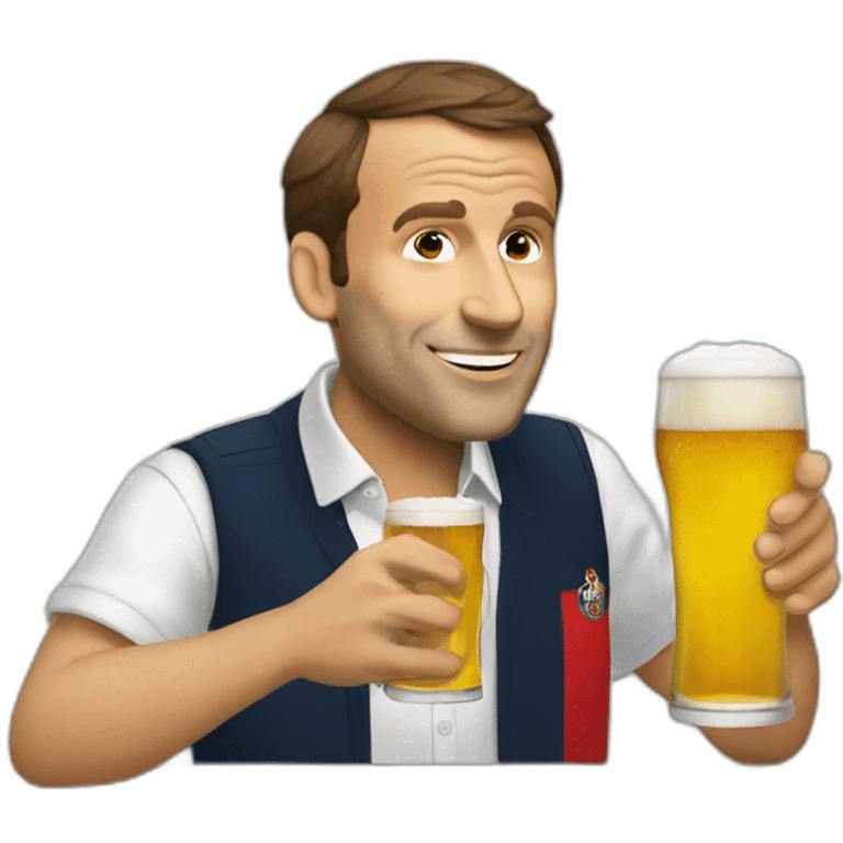 Macron drinking beer emoji