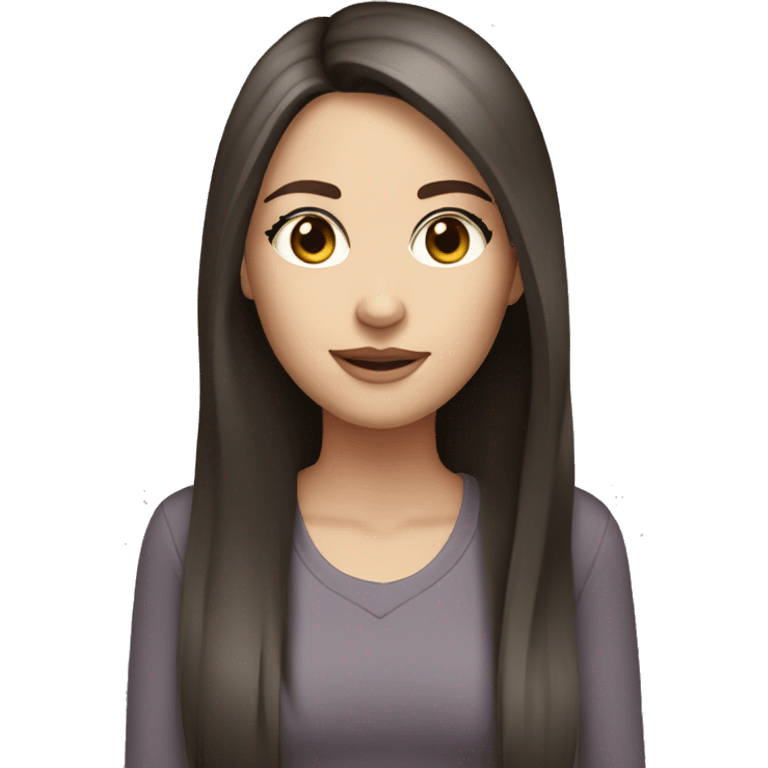 Dark brown hair brown eyes long straight hair white skin woman emoji