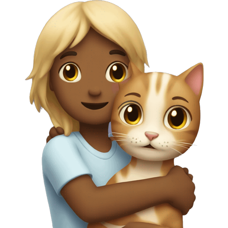 cat and girl and guy hugging emoji