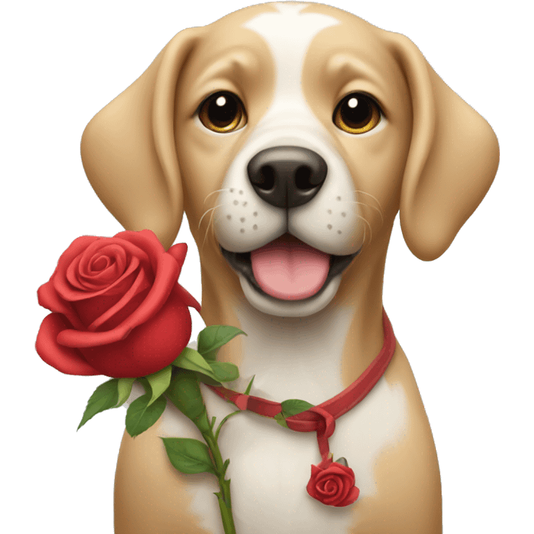 Dog holding a rose emoji