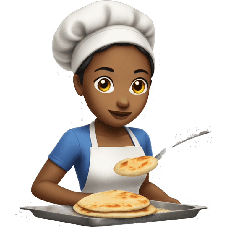 Girl cooking pupusas emoji