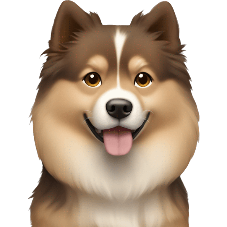 Finnish Lapphund Brown and light brown standing up. On his face are darker brown spots emoji