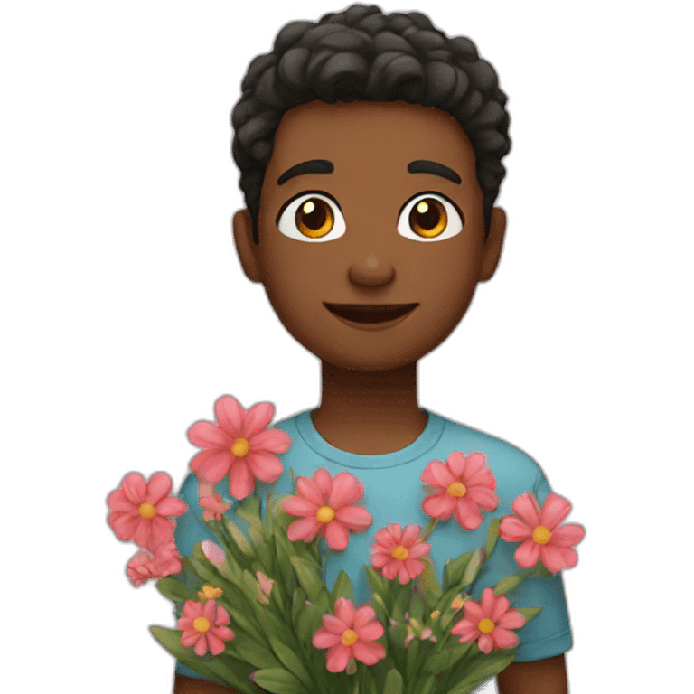 Boy with flowers  emoji