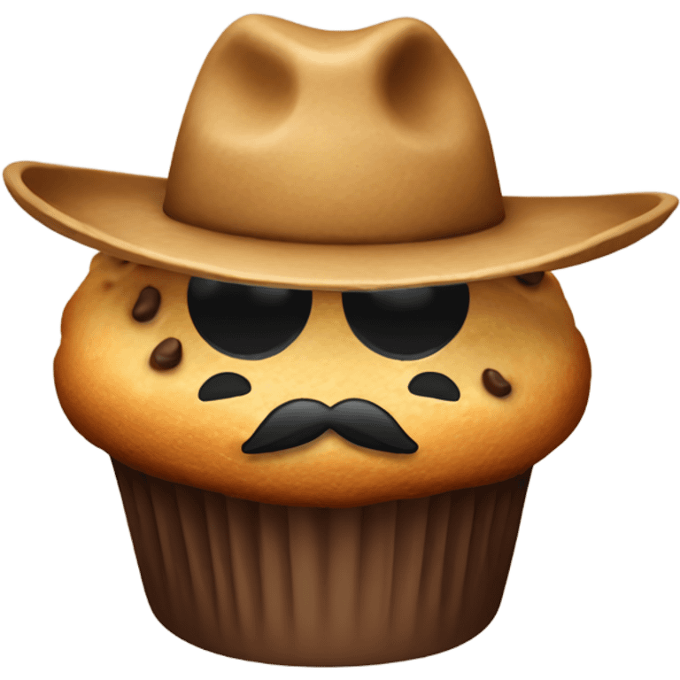 Muffin with mustache wearing a cowboy hat emoji