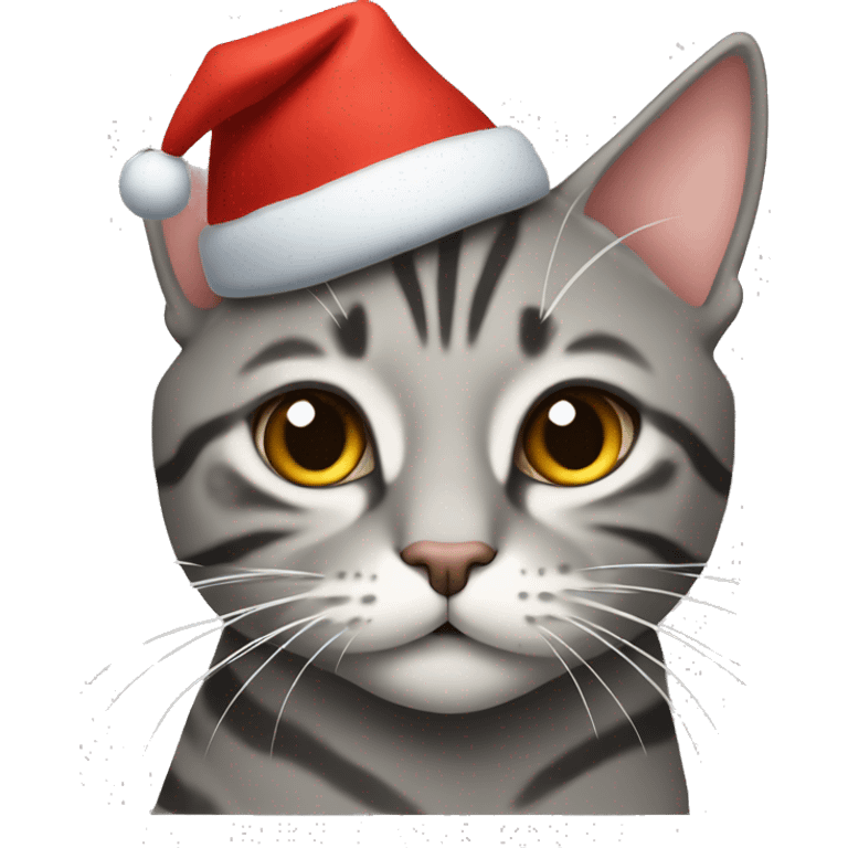 gray tabby cat in a New Year's hat emoji