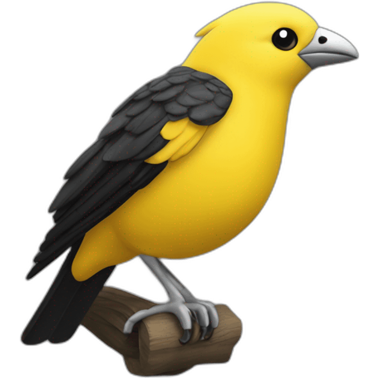 Oiseau calopset jaune sur un cheval noire emoji