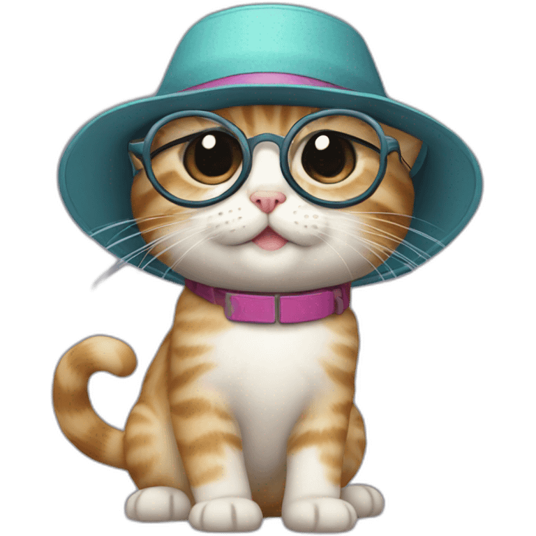 kitten with Nintendo ds with glasses and a spinning hat on emoji