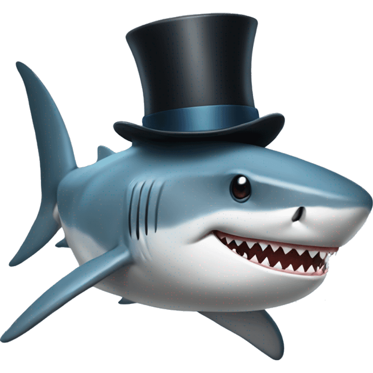 Shark with a top hat emoji